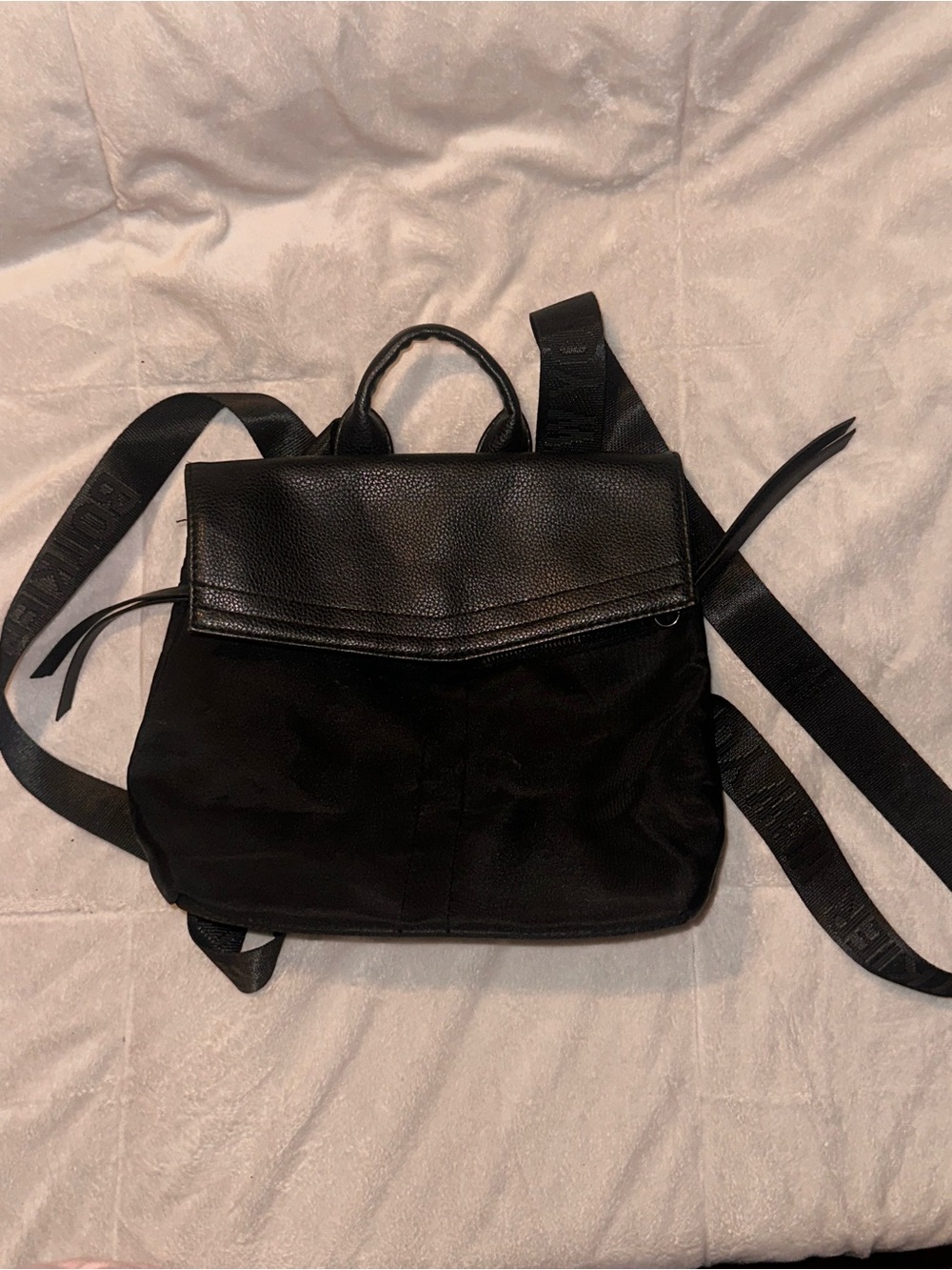 Botkier Black Convertible Backpack with Leather Flap